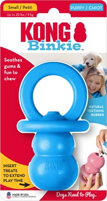 Show full view: KONG Puppy Binkie Chew Dog Toy, Blue, Small slide 4 of 12