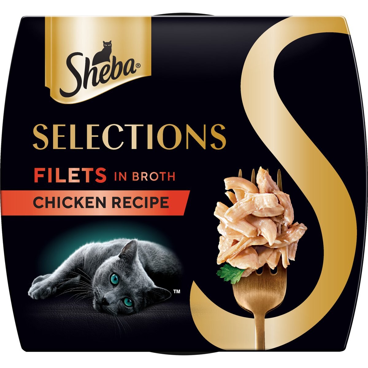Sheba Selections Filets in Broth Chicken Recipe Grain-Free Cat Meal Complement, 1.3-oz tray, case of 12