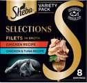 Sheba Selections Filets in Broth Chicken & Chicken with Tuna Variety Pack Grain-Free Cat Meal Complem...
