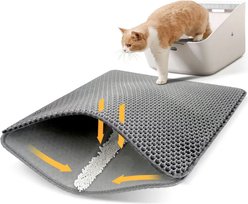 Katziela MeowLitter Cat Litter Mat, Grey, 24 x 15-in