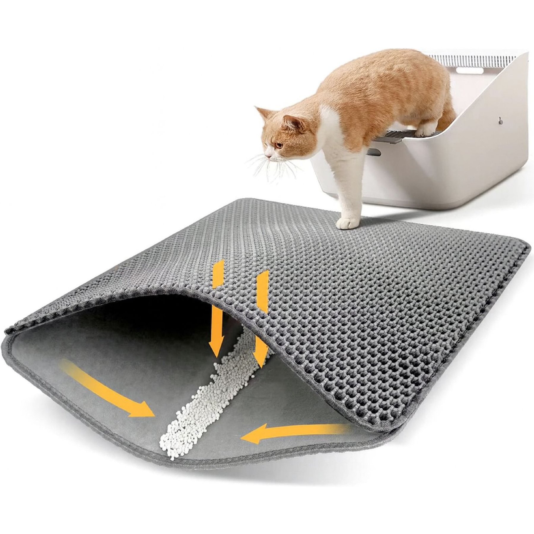 Katziela MeowLitter Cat Litter Mat, Grey, 30 x 24-in