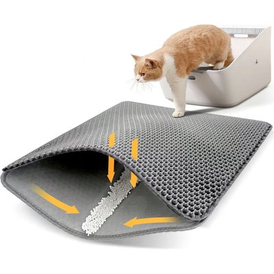 Katziela Katziela MeowLitter Cat Litter Mat, Grey, 24 x 15-in