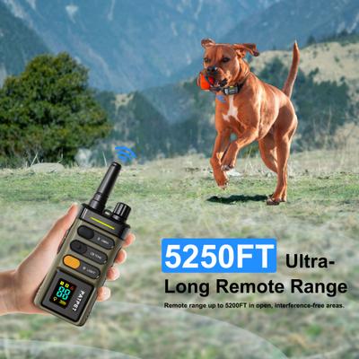 Show full view: PATPET 5250FT Ultra-Long Range Remote Waterproof Rechargeable LED Light Dog Training Collar, Dark Green slide 5 of 10