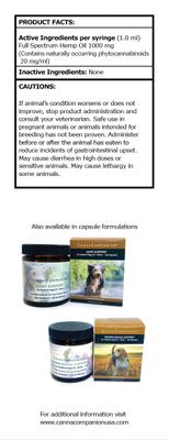 Show full view: CANNA COMPANION Whole Plant Full Spectrum Hemp Extract Oil Liquid Calming Supplement for Small & Medium Dogs, 30-mL bottle slide 3 of 5