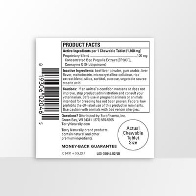 Show full view: Terry Naturally Animal Health Healthy Teeth & Gums Liver Flavored Chewable Tablet Dental Supplement for Dogs, 60 count slide 3 of 7