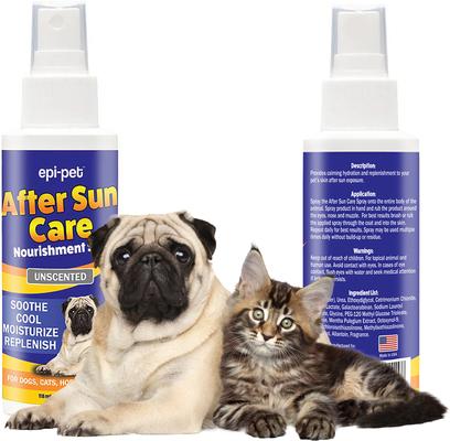 Show full view: Epi-Pet After Sun Care Unscented Dog & Cat Nourishment Spray, Blue/Orange/White, 4-fl oz bottle slide 3 of 4