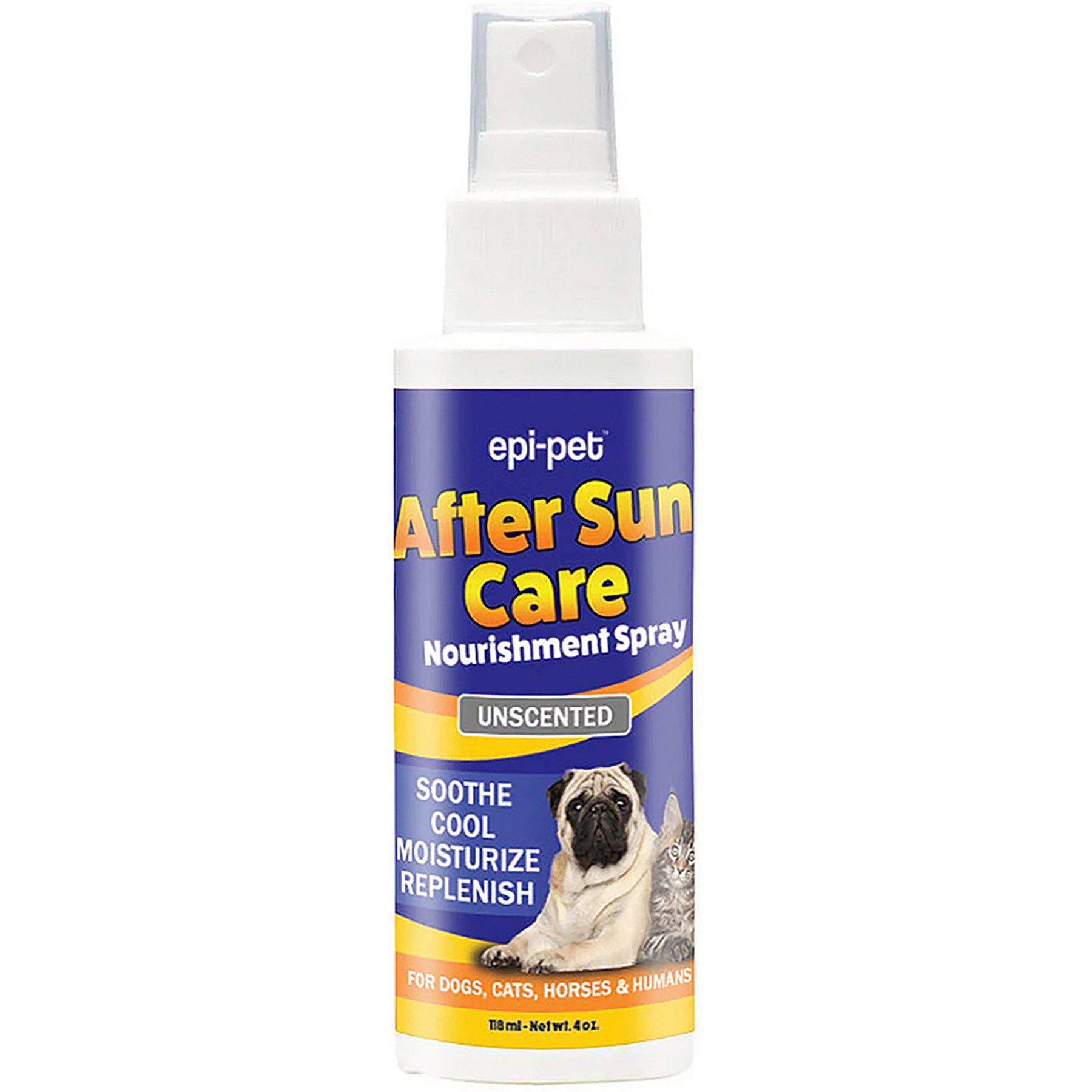 Epi-Pet After Sun Care Unscented Dog & Cat Nourishment Spray, Blue/Orange/White, 4-fl oz bottle