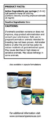 Show full view: CANNA COMPANION Whole Plant Full Spectrum Hemp Extract Oil Liquid Calming Supplement for Large & X-Large Dogs, 90-mL bottle slide 3 of 5