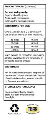 Show full view: CANNA COMPANION Whole Plant Full Spectrum Hemp Extract Oil Liquid Calming Supplement for Large & X-Large Dogs, 90-mL bottle slide 4 of 5