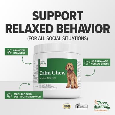 Show full view: Terry Naturally Animal Health Bacon Flavored Soft Chew Calming Supplement for Dogs, 60 count slide 6 of 8
