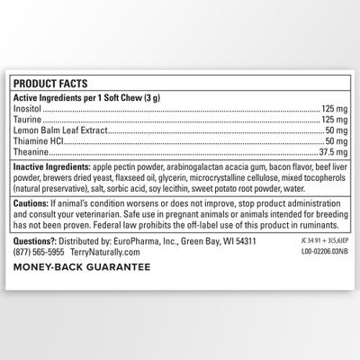 Show full view: Terry Naturally Animal Health Bacon Flavored Soft Chew Calming Supplement for Dogs, 60 count slide 3 of 8