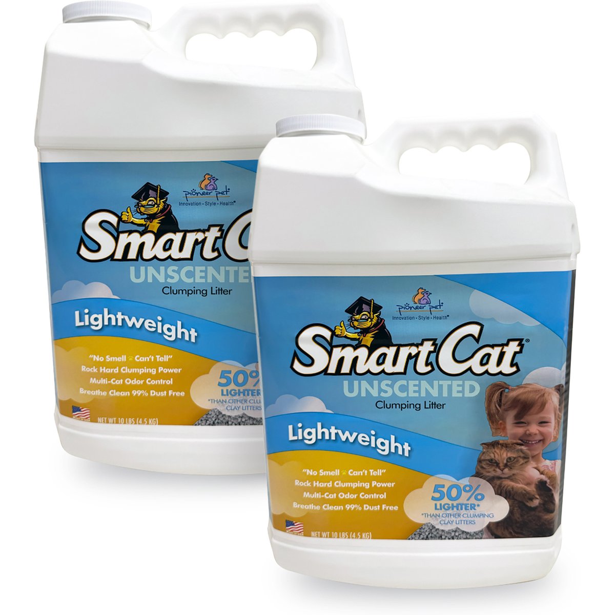 SmartCat Lightweight Unscented Clumping Clay Cat Litter, 20-lb bundle