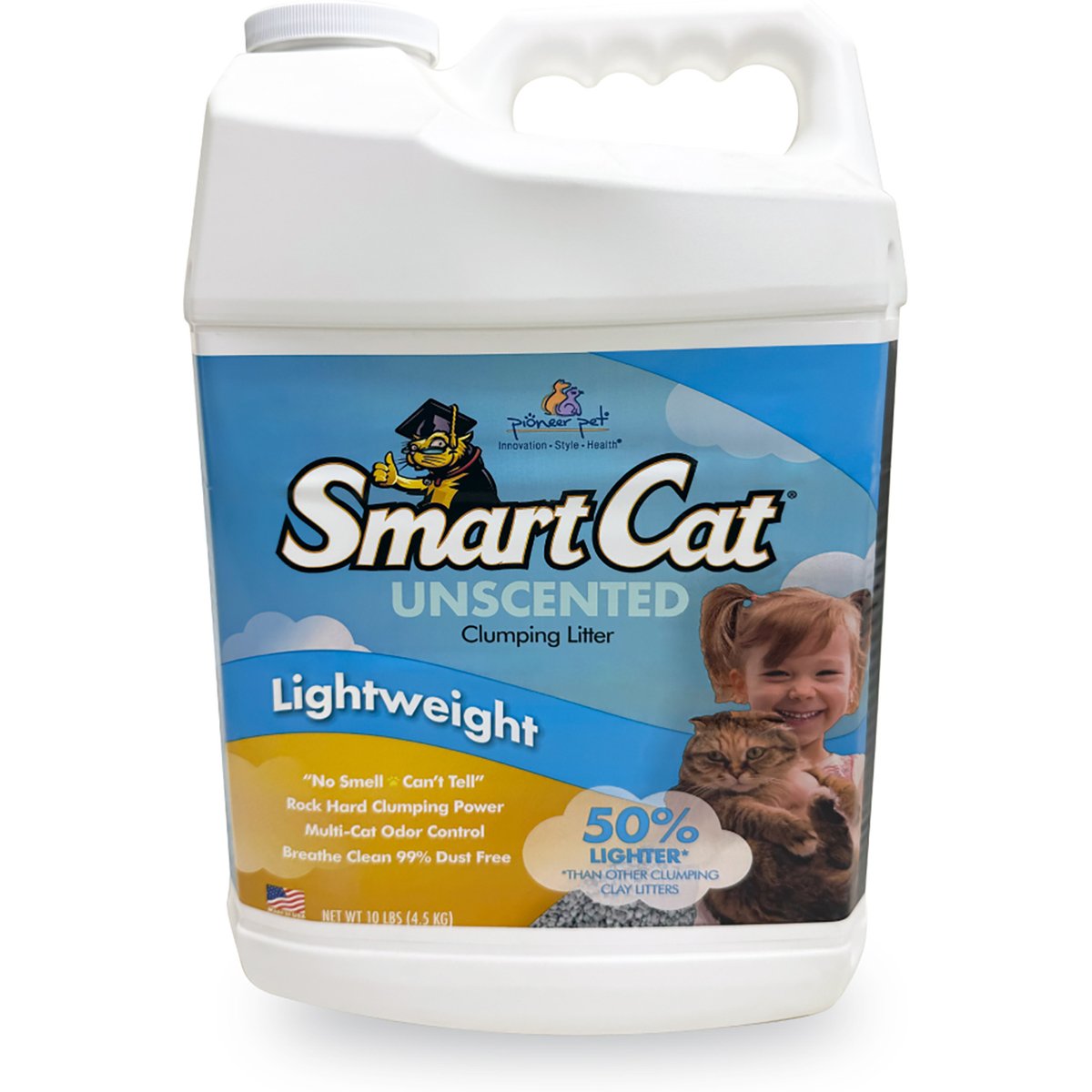 SmartCat Lightweight Unscented Clumping Clay Cat Litter, 10-lb jug