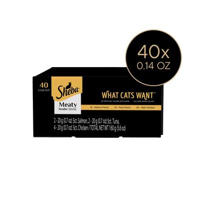 Show full view: Sheba Meaty Tender Sticks Variety Pack Chicken, Salmon & Tuna Flavor Soft Cat Treats, 40 count slide 3 of 11