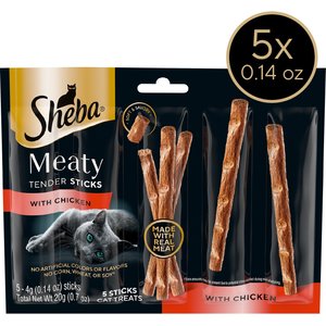 Sheba Meaty Tender Sticks Chicken Flavor Soft Adult Cat Treats, 5 count