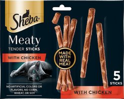 Sheba Meaty Tender Sticks Chicken Flavor Soft Adult Cat Treats, 5 count