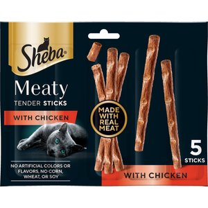 Sheba Meaty Tender Sticks Chicken Flavor Soft Adult Cat Treats, 5 count