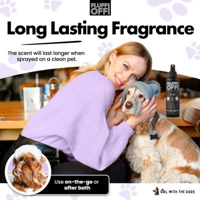 Show full view: Girl With The Dogs FLUFF OFF! Blueberry Bubblegum Dog & Cat Cologne, 8-oz bottle slide 4 of 7