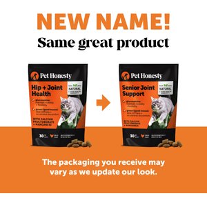 Pet Honesty Senior Joint Support Chicken Flavored Chews Joint Supplement for Joint Pain & Arthritis Relief for Adult & Senior Cats, 3.7-oz Bag