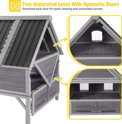 Aivituvin Wooden Outdoor Heated Cat House with Insulation, Metal Roof, Gray, Medium slide 2 of 7