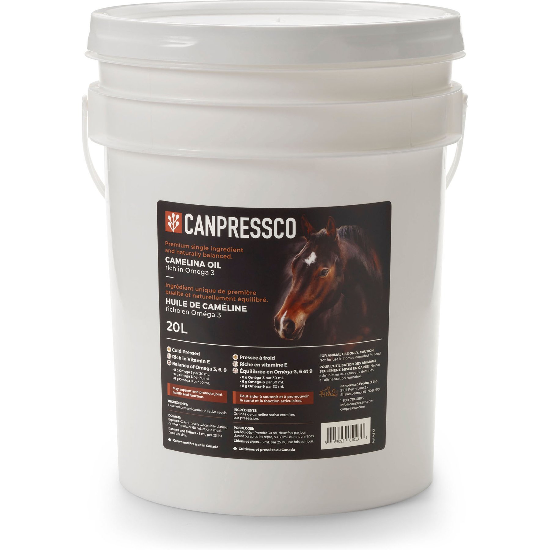 Canpressco Camelina Oil Skin & Coat Liquid Supplement for Horse, 20-L