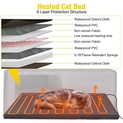 Show full view: Aivituvin AIR33-B-IN-HP 2-Story Outdoor Heated Cat House with Adjustable Heating Pad, Brown, Medium slide 2 of 6