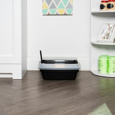 Show full view: IRIS Open Top Compact Cat Litter Box with Scoop & Plastic Pan, Black slide 7 of 9