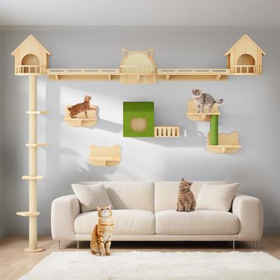 Show full view: Wooflex 21 piece Fleece Cat Wall Shelves, Beige slide 9 of 10