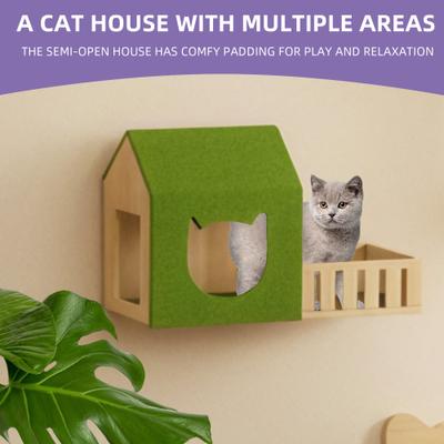 Show full view: Wooflex 21 piece Fleece Cat Wall Shelves, Beige slide 4 of 10