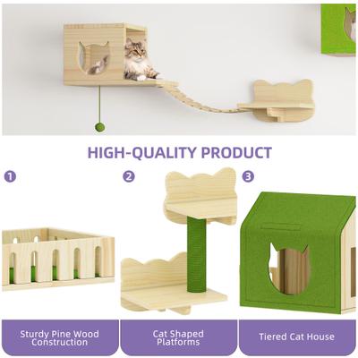 Show full view: Wooflex 14 piece Fleece Cat Wall Shelves, Beige slide 4 of 9