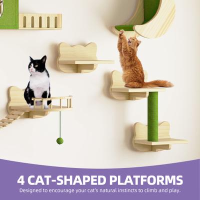 Show full view: Wooflex 14 piece Fleece Cat Wall Shelves, Beige slide 5 of 9