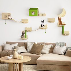 Wooflex 14 piece Fleece Cat Wall Shelves, Beige