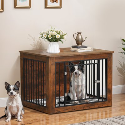 Wooflex Wooflex Wooden Furniture Dog Crate, Rustic Brown, 38 inch