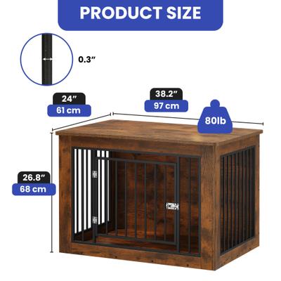 Show full view: Wooflex Wooden Furniture Dog Crate, Rustic Brown, 38 inch slide 2 of 10
