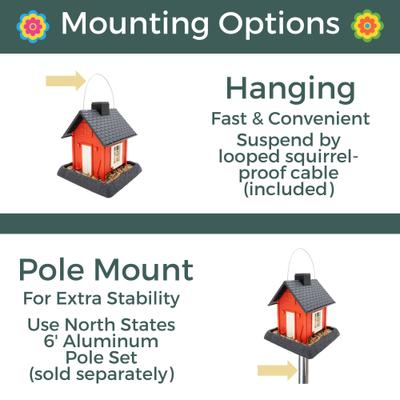 Show full view: North States Village Collection Cottage Bird House-Hopper Feeder, 5-lb, Red slide 6 of 9