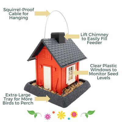 Show full view: North States Village Collection Cottage Bird House-Hopper Feeder, 5-lb, Red slide 4 of 9