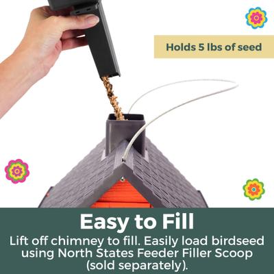 Show full view: North States Village Collection Cottage Bird House-Hopper Feeder, 5-lb, Red slide 3 of 9