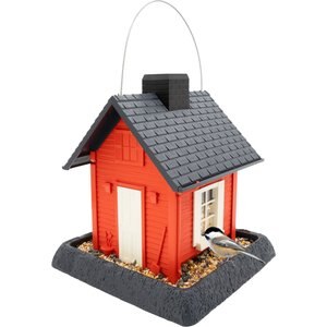 North States Village Collection Cottage Bird House-Hopper Feeder, 5-lb, Red