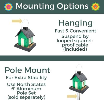 Show full view: North States Village Collection Cottage Bird House-Hopper Feeder, 5-lb, Green slide 6 of 9