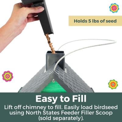 Show full view: North States Village Collection Cottage Bird House-Hopper Feeder, 5-lb, Green slide 3 of 9