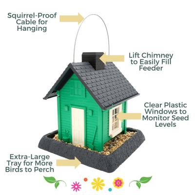Show full view: North States Village Collection Cottage Bird House-Hopper Feeder, 5-lb, Green slide 4 of 9