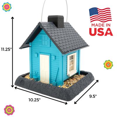 Show full view: North States Village Collection Cottage Bird House-Hopper Feeder, 5-lb, Blue slide 7 of 9