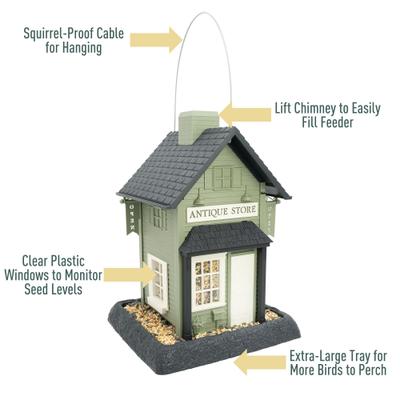 Show full view: North States Village Collection Antique Store Bird House-Hopper Feeder, Green, 6.5-lb slide 6 of 8