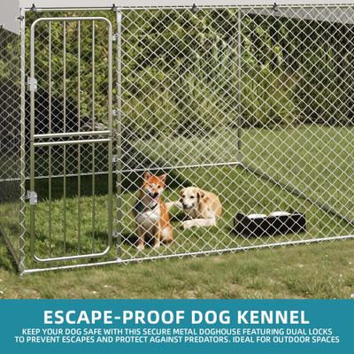 Show full view: Wooflex Outdoor Heavy Duty Playpen Cage Enclosure Dog Run Kennel with Waterproof Cover Steel, Silver, 7.5 x 7.5-ft slide 4 of 9