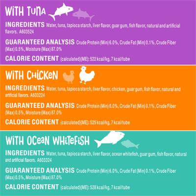 Show full view: Friskies lil’ Lickables Chicken, Tuna & Ocean Whitefish Variety Pack Lickable Cat Treats, 20 count slide 7 of 10