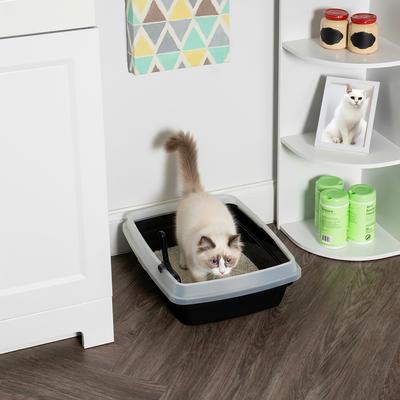 Show full view: IRIS Open Top Compact Cat Litter Box with Scoop & Plastic Pan, Black slide 9 of 9
