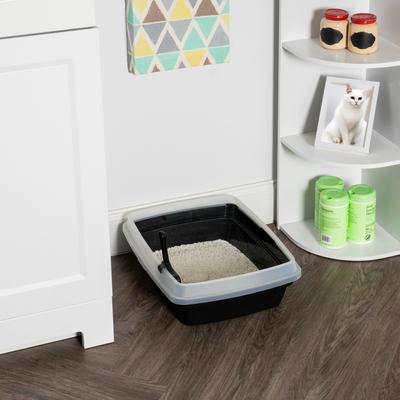 Show full view: IRIS Open Top Compact Cat Litter Box with Scoop & Plastic Pan, Black slide 6 of 9