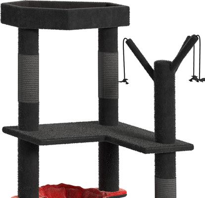 Show full view: Wooflex 60-in Plush Gothic Halloween Coffin Bed Top Perch Comfy Basket & Scratching Cat Tree Tower & Condo, Black & Red slide 7 of 10