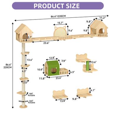 Show full view: Wooflex 21 piece Fleece Cat Wall Shelves, Beige slide 3 of 10