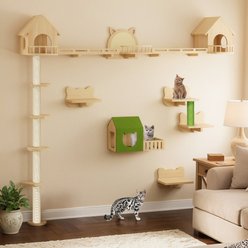 Wooflex 21 piece Fleece Cat Wall Shelves, Beige